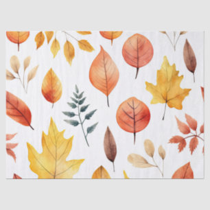 Autumn Fall Leaves Terracotta Brown Boho Pattern  Tissue Paper