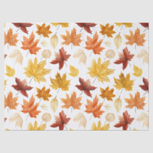Autumn Fall Leaves Terracotta Brown Boho Pattern  Tissue Paper