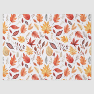 Autumn Fall Leaves Terracotta Brown Boho Pattern  Tissue Paper