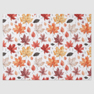Autumn Fall Leaves Terracotta Brown Boho Pattern  Tissue Paper