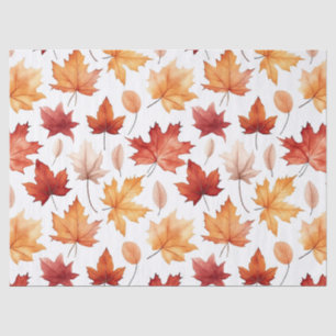 Autumn Fall Leaves Terracotta Brown Boho Pattern Tissue Paper