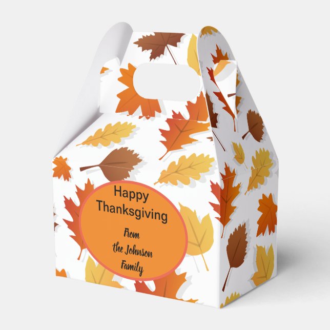 Autumn/Fall leaves Thanksgiving gift box. Editable Favor Box (Front Side)