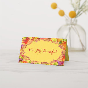 Autumn Fall Leaves - Thanksgiving - Watercolor Place Card
