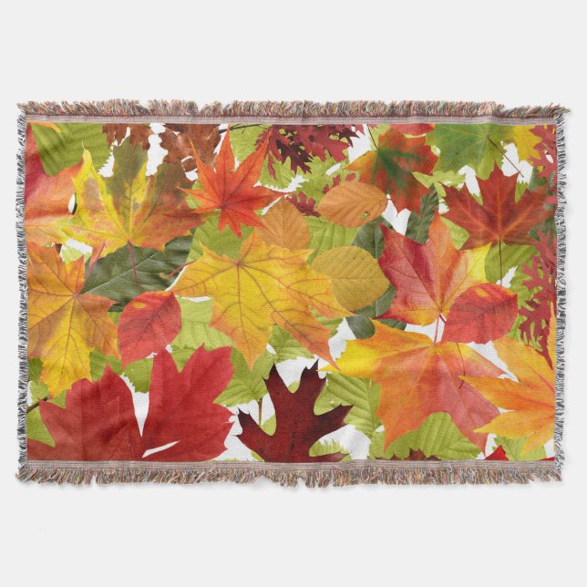Autumn Fall Leaves Throw Blanket (Front)