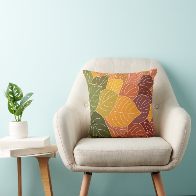 Autumn Fall Leaves Throw Pillow (Chair)