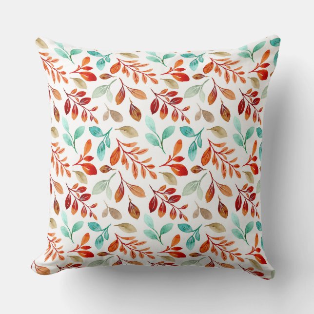 Autumn Fall Leaves Throw Pillow (Front)