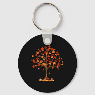 Autumn Fall Leaves Tree And Forest Creatures Mens  Keychain