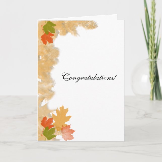 Autumn Fall Leaves Wedding Congratulations Card (Front)