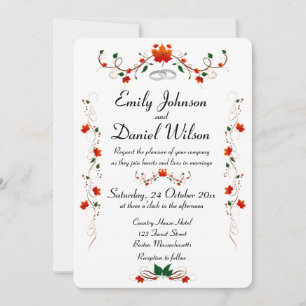 Autumn Fall Leaves Wedding Invitation