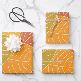 Autumn Fall Leaves Wrapping Paper Sheet