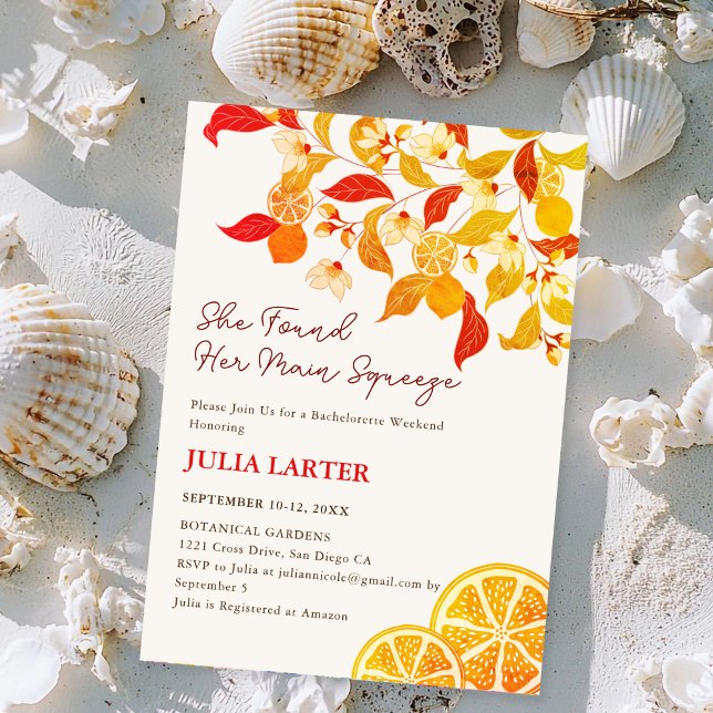 Autumn Fall Lemon Tea Party Bachelorette Party Invitation (Creator Uploaded)