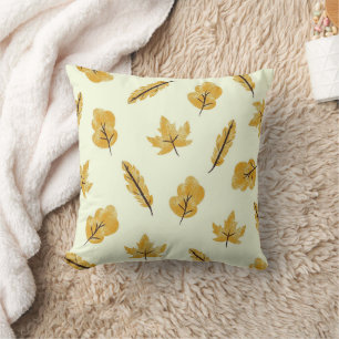 Autumn fall Maple Leaves Pattern Throw Pillow