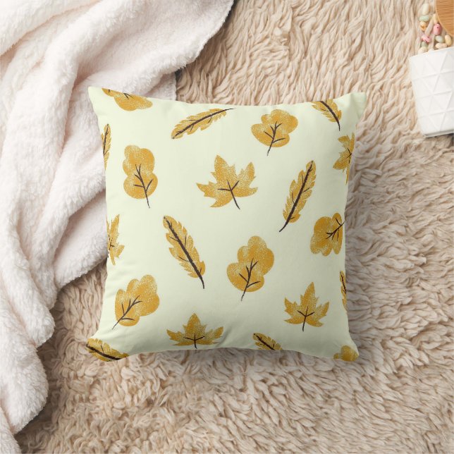 Autumn fall Maple Leaves Pattern Throw Pillow (Blanket)