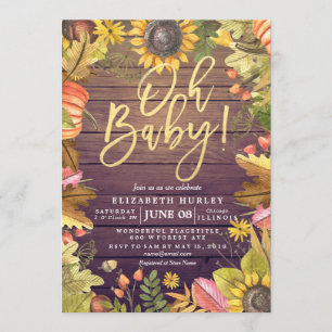 Autumn Fall Maple Leaves Pumpkin Baby Shower Cards
