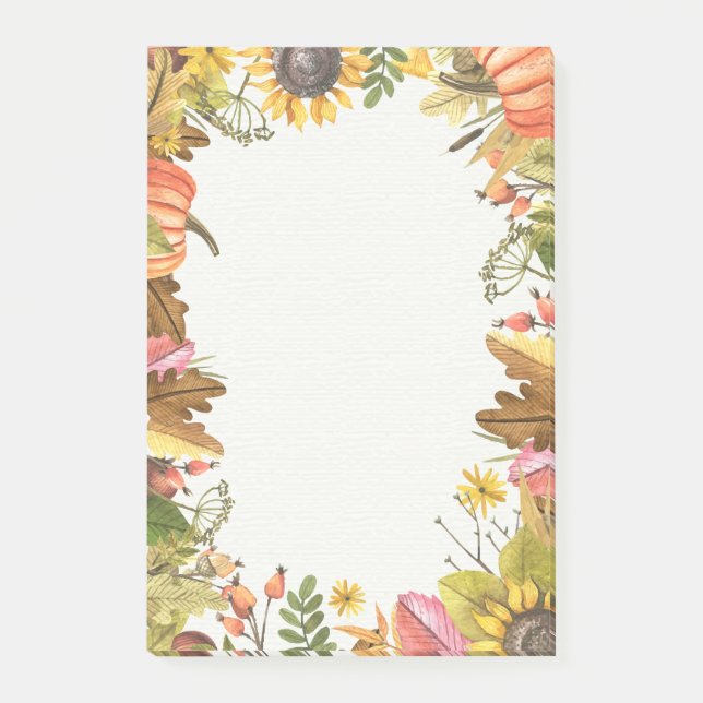 Autumn Fall Maple Leaves Pumpkin Post-it-Note Post-it Notes (Front)