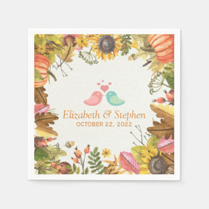 Autumn Fall Maple Leaves Pumpkin Wedding Shower Napkin