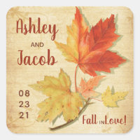 Autumn Fall Maple Leaves Wedding Favour Save Date