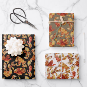 Autumn Fall Maple Leaves Wrapping Paper Sheet