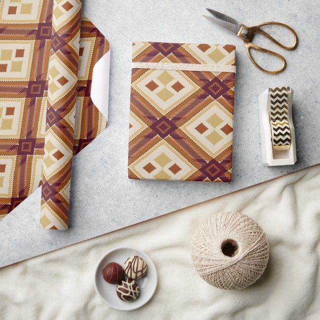 Autumn Fall Modern Argyle Pattern No10 Wrapping Paper (Crafts)