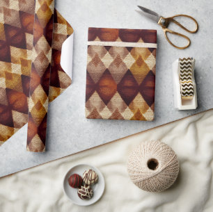Autumn Fall Modern Argyle Pattern No4 Wrapping Paper