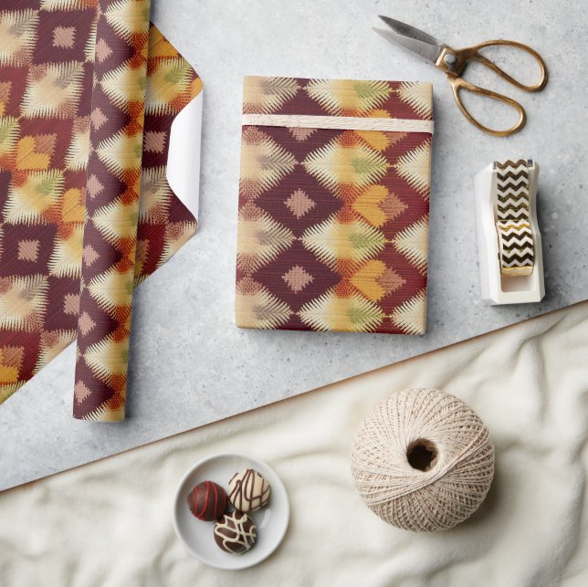 Autumn Fall Modern Argyle Pattern No6 Wrapping Paper (Crafts)