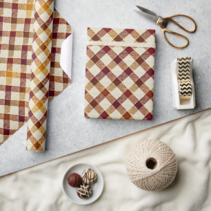 Autumn Fall Modern Argyle Pattern No7 Wrapping Paper