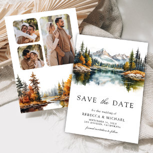Autumn Fall Mountain Forest Lake Photo Wedding Save The Date
