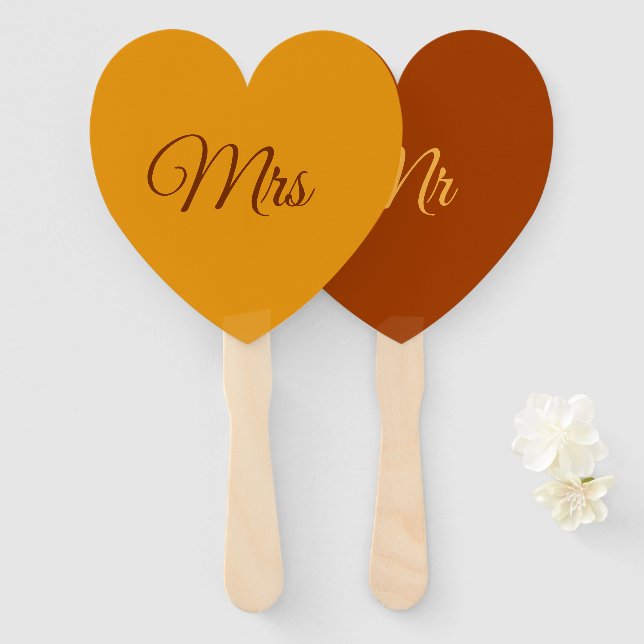 Autumn fall Mr and Mrs fans/paddles Hand Fan (Front and Back)