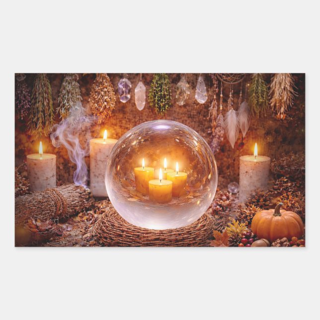 Autumn Fall Mystical Crystal Ball Candles Sticker (Front)