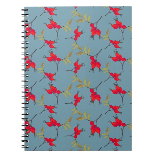 Autumn Fall Notebook with rosehip pattern (Front)