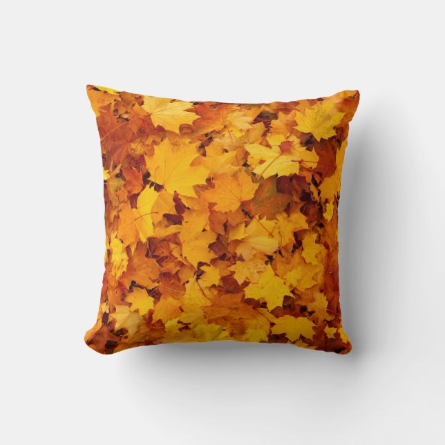 Autumn Fall Orange Yellow Brown Maple Leaves  Throw Pillow (Front)