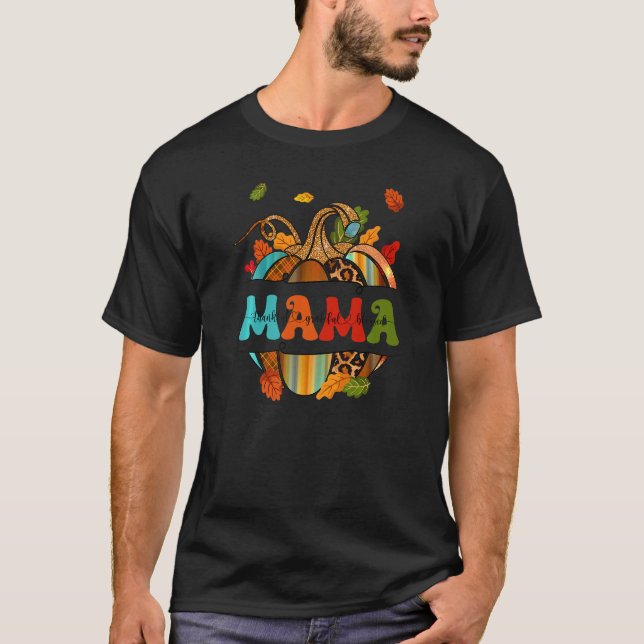 Autumn Fall Outfit Mama Thankful Grateful Blessed  T-Shirt (Front)