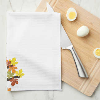 Autumn, Fall Owl with Sunflowers Kitchen Towel