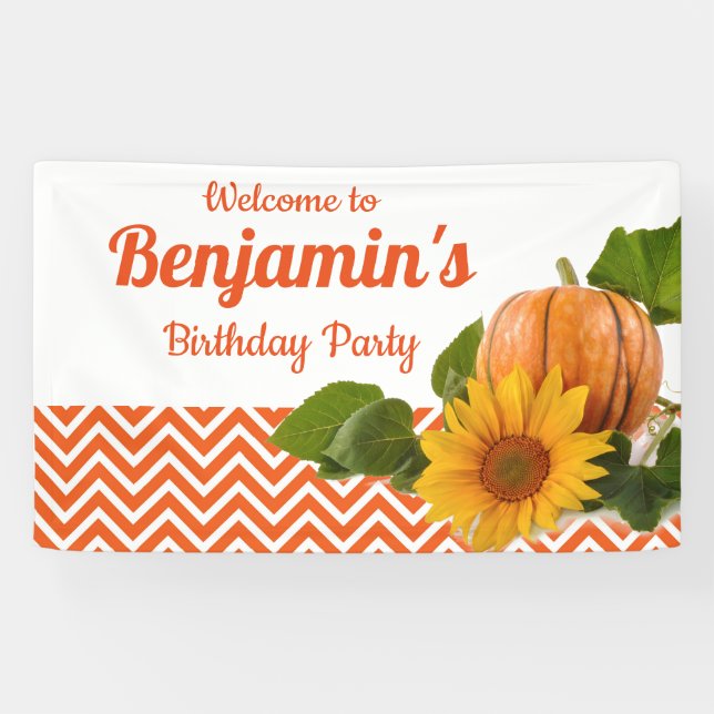 Autumn Fall Pumpkin Birthday Party Banner (Horizontal)