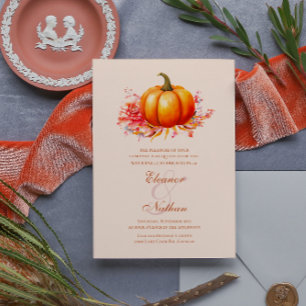 Autumn Fall Pumpkin Botanical Wedding Invitation