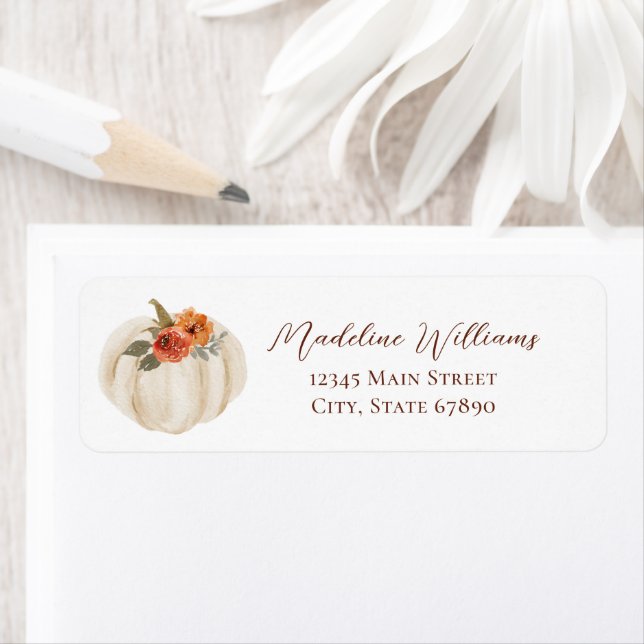 Autumn Fall Pumpkin Elegant Script Address (Insitu)