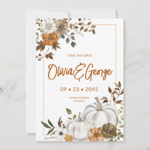 Autumn Fall Pumpkin Floral Frame Invitation