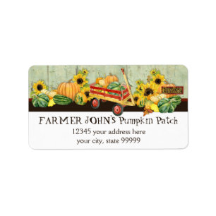 Autumn Fall Pumpkin Patch Harvest Farm Businesses Label