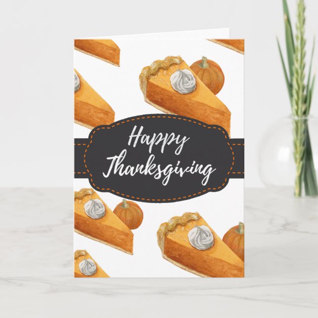 Autumn Fall Pumpkin Pie Thanksgiving Greeting Card (Front)