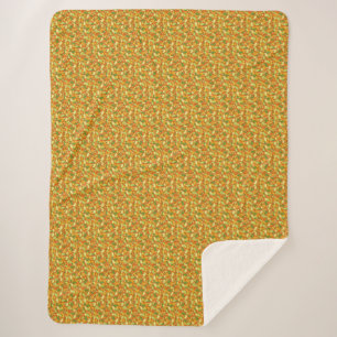 Autumn Fall Pumpkin Seeds Orange Beige Green Sherpa Blanket
