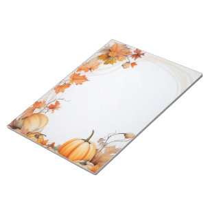 Autumn / Fall pumpkins and leaves unlined note pad