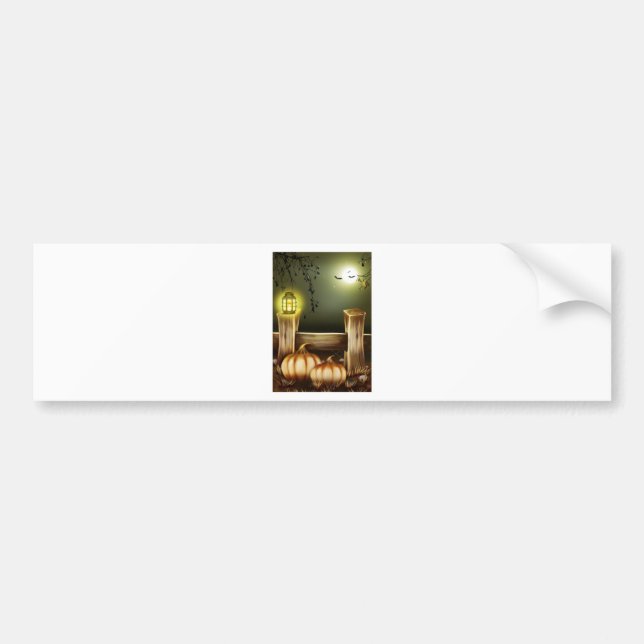 Autumn Fall Pumpkins Moon Night Destiny Bumper Sticker (Front)