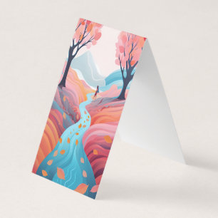 Autumn Fall River Bookmark Folded Business Card