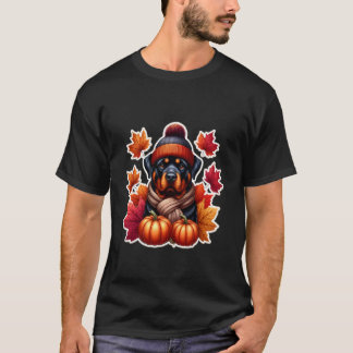Autumn Fall Rottweiler Dog Pumpkin Leaves Owner Th T-Shirt