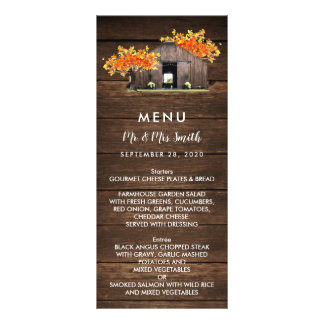 Autumn Fall Rustic Barn Wedding Menu Card