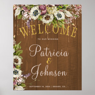 Autumn fall rustic barn wood wedding welcome sign