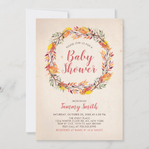 Autumn/Fall Rustic Floral Baby Shower Invitation