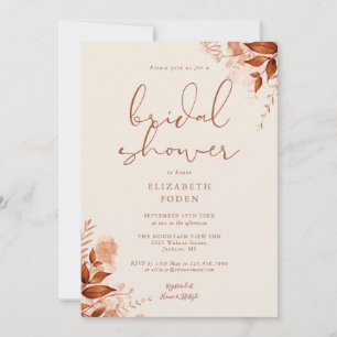 Autumn Fall Rustic Floral Bridal Shower Invitation