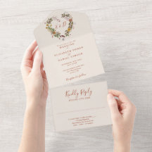 Autumn Fall Rustic Floral Heart Wedding