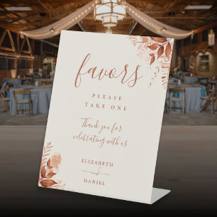 Autumn Fall Rustic Floral Script Favours Pedestal Sign